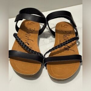 Blowfish Black and Tan Sandals with Braided Strap